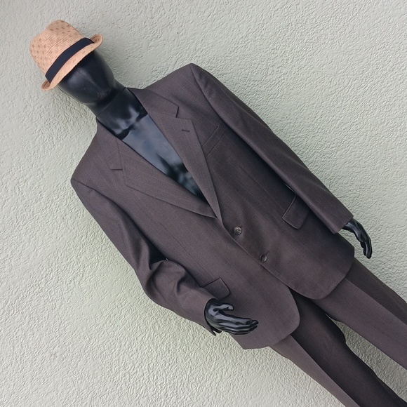 ALBERT NIPPON MEN'S VINTAGE PURE HEAVY WOOL PIN STRIPED 2 (PC) LUXURY SUIT - Picture 14 of 17